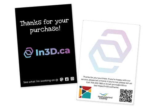 In3D.ca - Thank You/Product Instruction Card Design