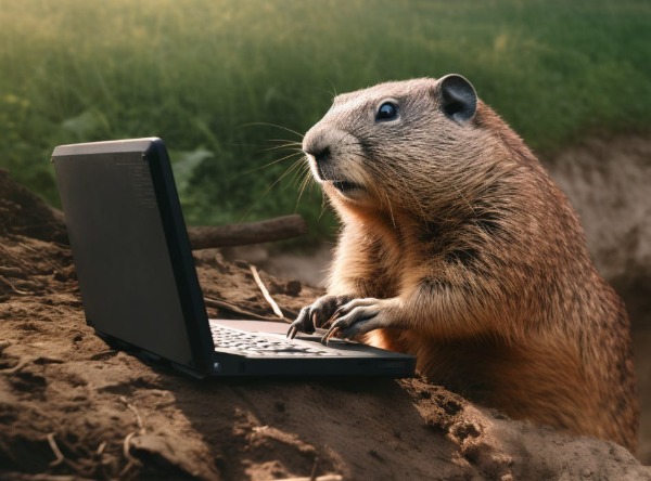 Image showing groundhog at a laptop.